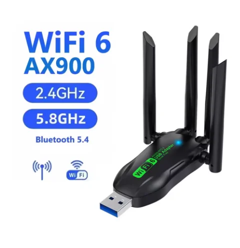 AX900WIFI6 블루투스 5.4 USB 무선 어댑터2.4G/5Ghz 900Mbps 듀얼 밴드 4안테나 WiFi 네트워크 카드 동글 WIN10/11 전용