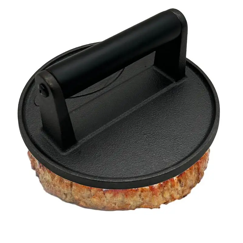 

Grill Press For Griddle Bacon Steak Press With Heat Resistant Handle Black Cast Iron Round Flat Bottom Steak Pressing Plate