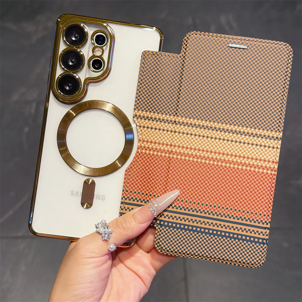 Flip Kevlar Card Holder Clear with MagSafe - Plating Protective Back Cover
