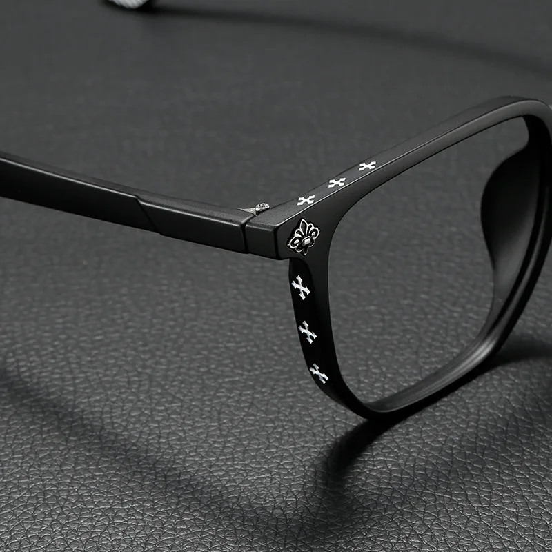 Fashionable Retro Personalized Carved Design TR-90 Big Frame Glasses Men Optical Prescription Anti Blue Light Computer Eyewear