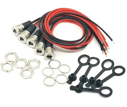 5.5 x 2.1 MM 10A DC-099 Power Jack Cable socket Threaded Female Mounting connector adapter