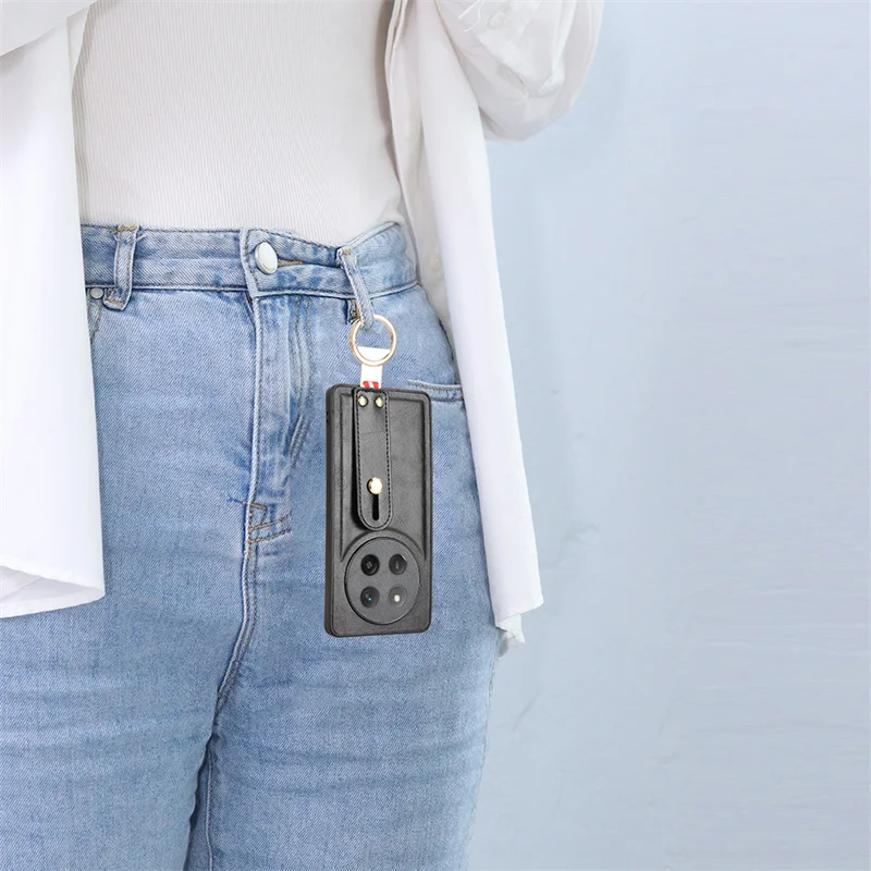 Luxury Leather Wristband Stand Case with Ring Opener