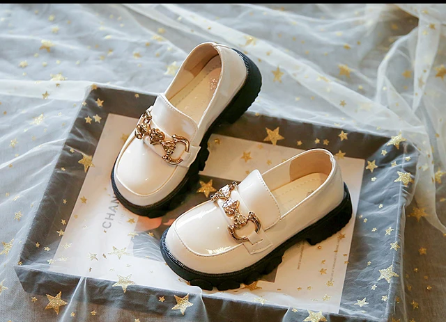 Children Loafers Bowtie All-match Back Beige Girl's Leather Shoes School  Elegant Slip-on Light Autumn Kids Flat Shoes 26-36 - AliExpress