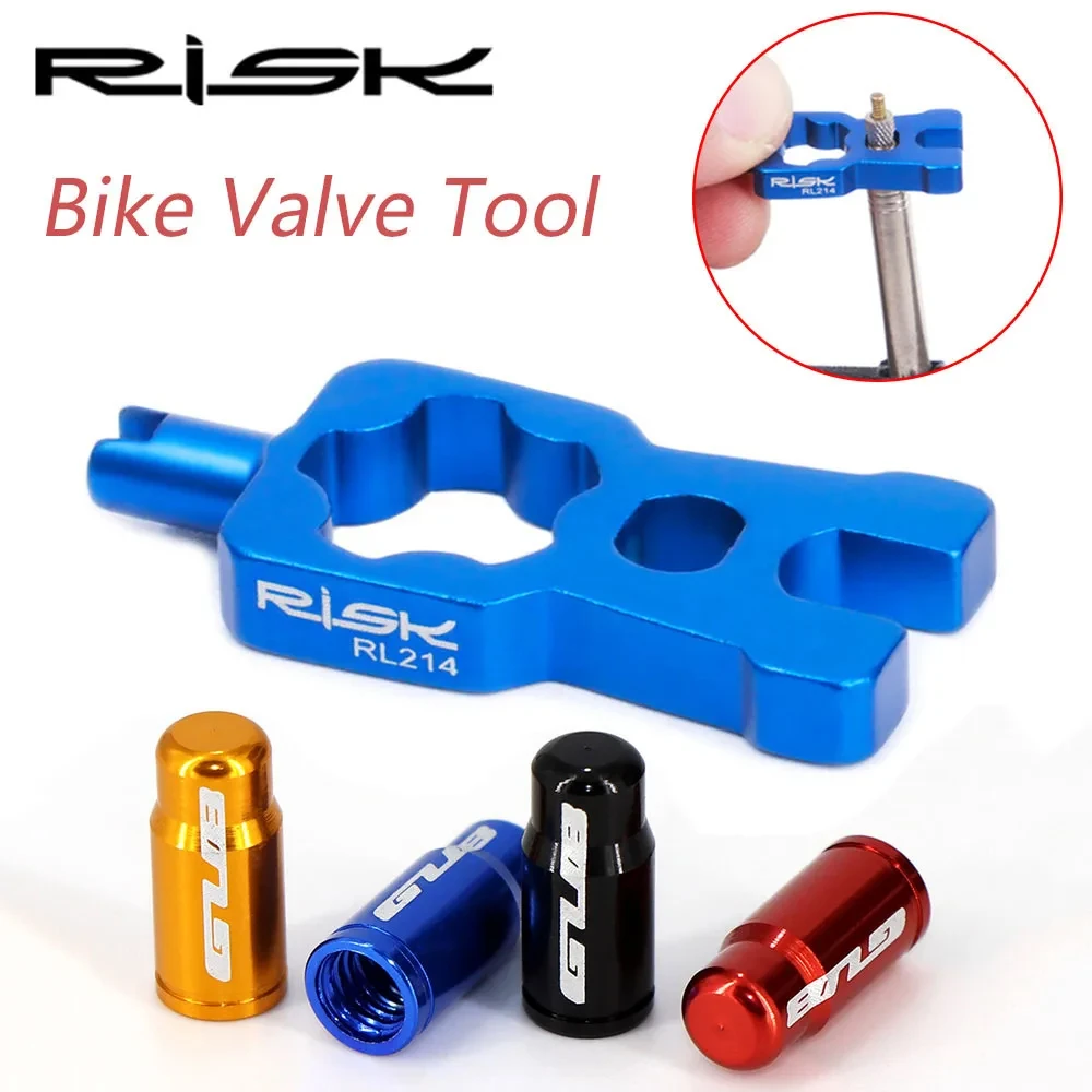 Universal 4-in-1 Bike Valve Core Wrench with Presta Caps - Portable Bicycle Repair Tool Set