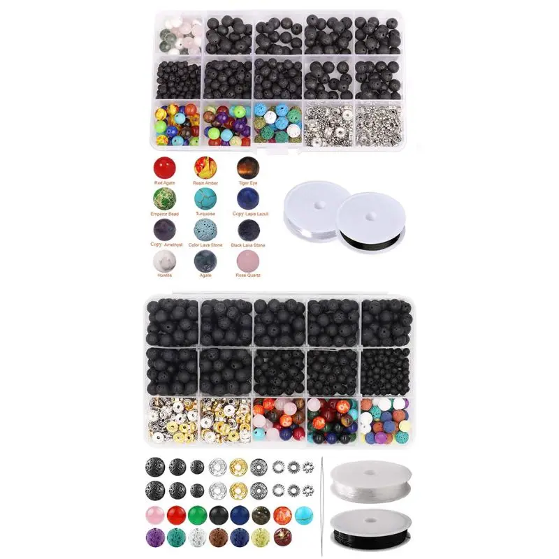 

4-8mm Loose Beads Lava Beads Crystal String Mixed Color Combination Box Set for DIY Jewelry Making Necklace Bracelet Accessories