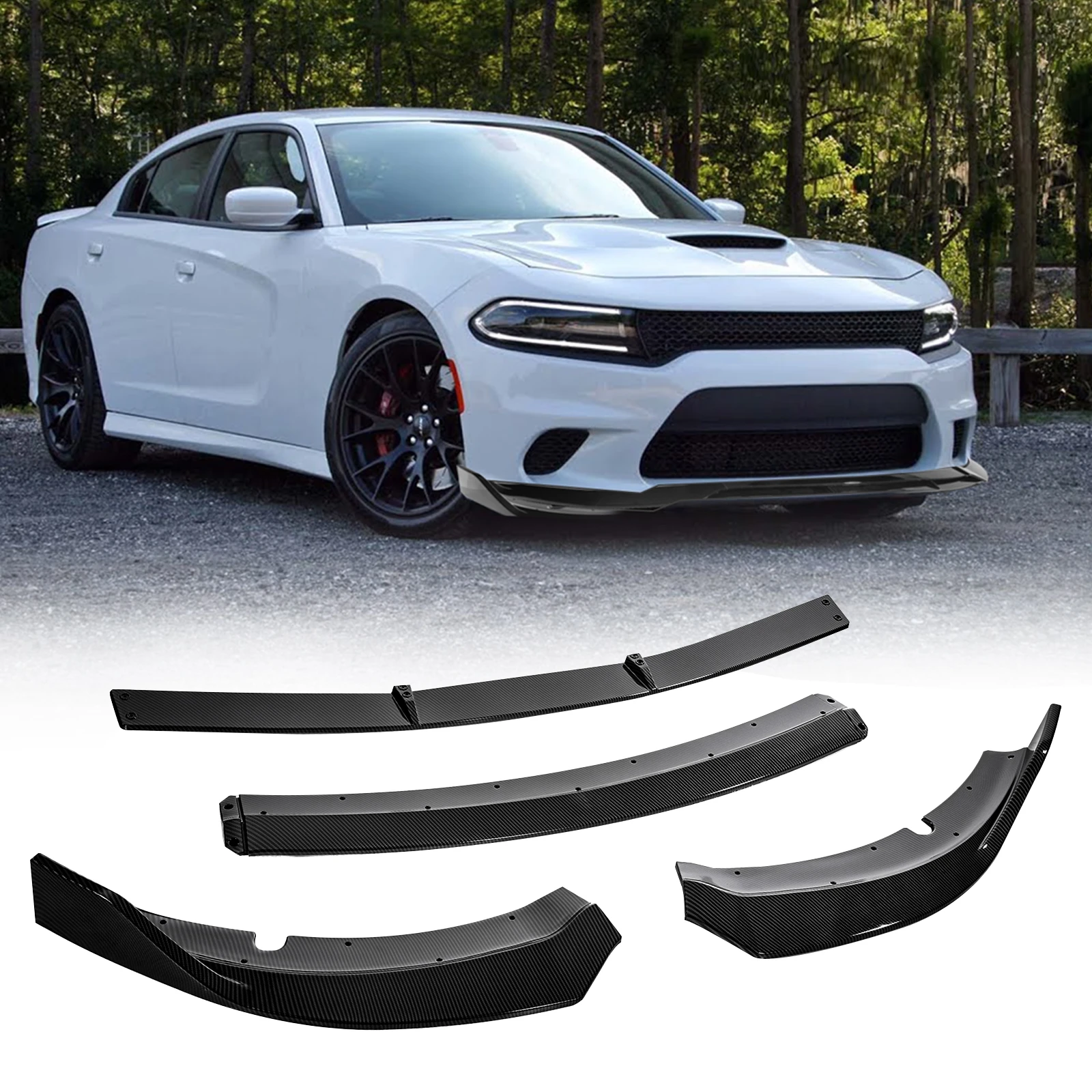 Car Front Bumper Lip Spoiler Splitter Carbon Fiber For Dodge Charger