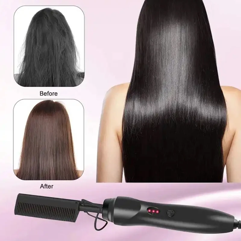 Hot Comb Straightener for Wigs and African Hair Flat Irons Fast Heating Straightening Brush Straight & Curler Roller Styler Tool 5