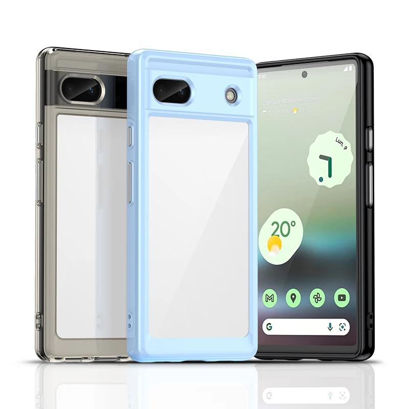 

for Google Pixel 6a Phone Case Luxury Clear Ultra-thin Soft Silicone Edges Hard Acrylic Shockproof Cute Cover GooglePixel6a
