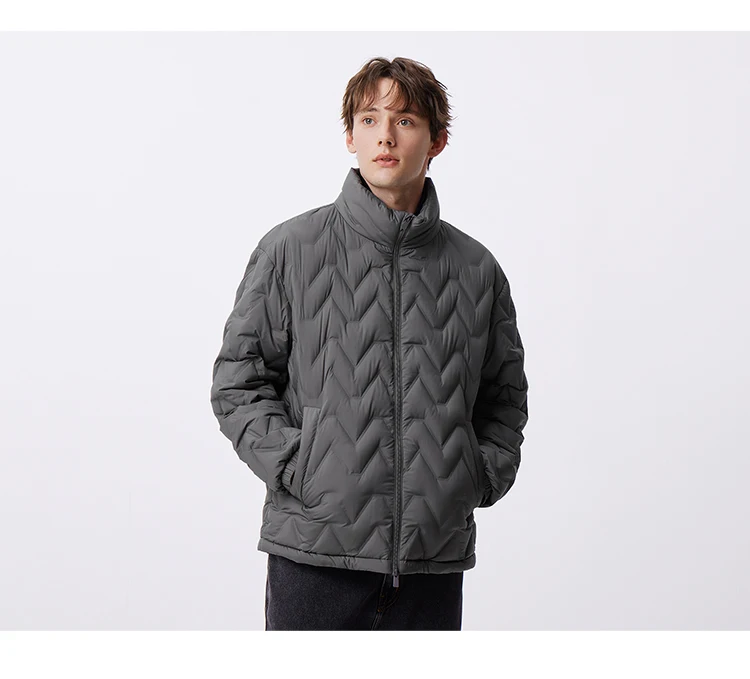 Chaqueta de plumón para hombre, impermeable, cálida, de cuello, para uso diario, nueva, de invierno, versátil, de color sencillo.