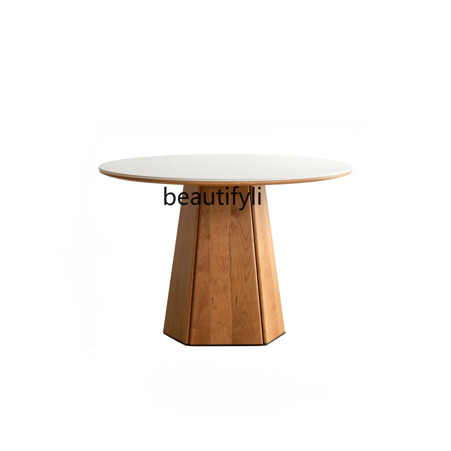 

Dining Table Stone Plate round Table Household Solid Wood Small Apartment Light Luxury Modern Nordic round Table