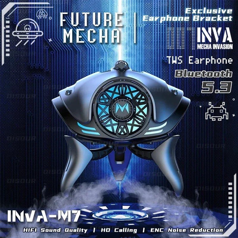 

Noise Reduction Headsets Bluetooth 5.3 Gaming Earphone ENC Mecha Invasion TWS In-Ear Wireless Headphones INVA-M7 Mecha Style