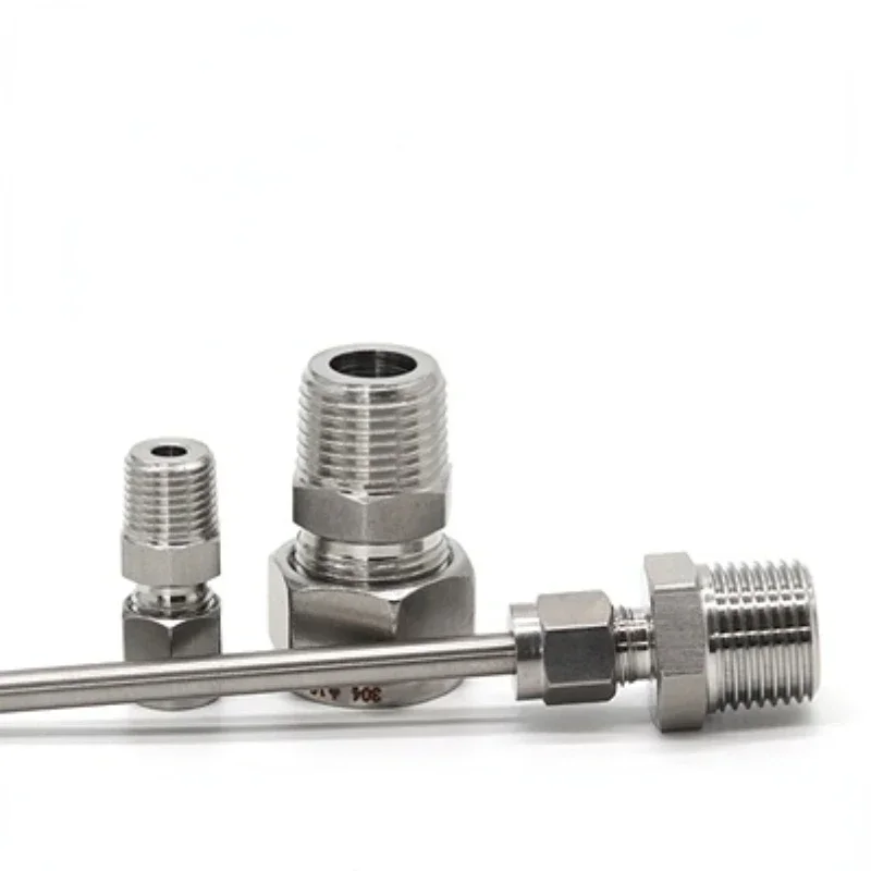 Pipe Fitting SS 304 Stainless Steel Double Ferrule Compression Connector 6mm 8mm 10mm 12mm Tube to 1/8" 1/4" 3/8" 1/2" Male