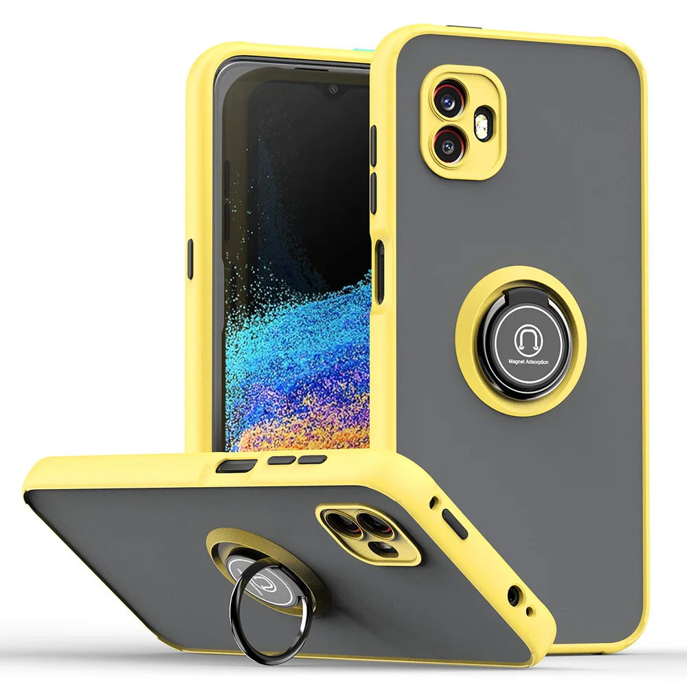 KEYSION Funda mate de moda para Samsung XCover 6 Pro Funda trasera transparente a prueba de golpes con soporte de anillo para Galaxy XCover_voghion.com