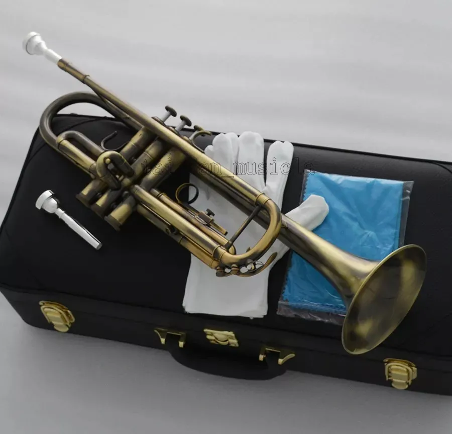 High Grade Antique Bb key trumpet horn 4-7/8" Bell with case 2pc mouthpiece