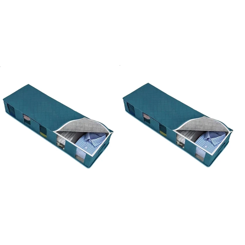 

2Pcs Foldable Under Bed Storage Bag Wardrobe Clothes Dustproof And Moisture-Proof Storage Box