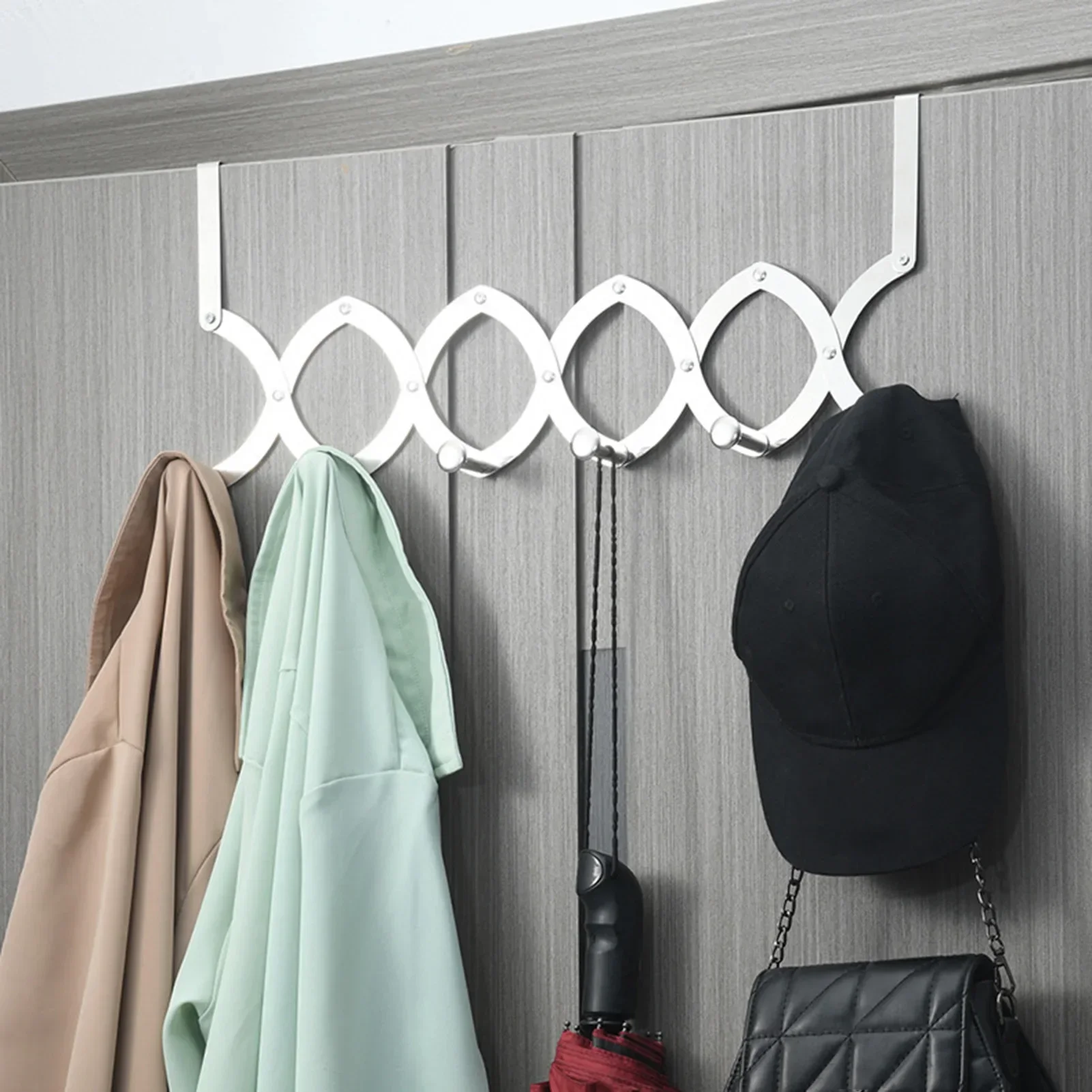 Retractable Hook Behind the Door,Stainless Steel Rack with 4/5/ 6 Hooks,Heavy-Duty  Hanger for Towels,Coats,Bag,Hat,1 Pack - AliExpress