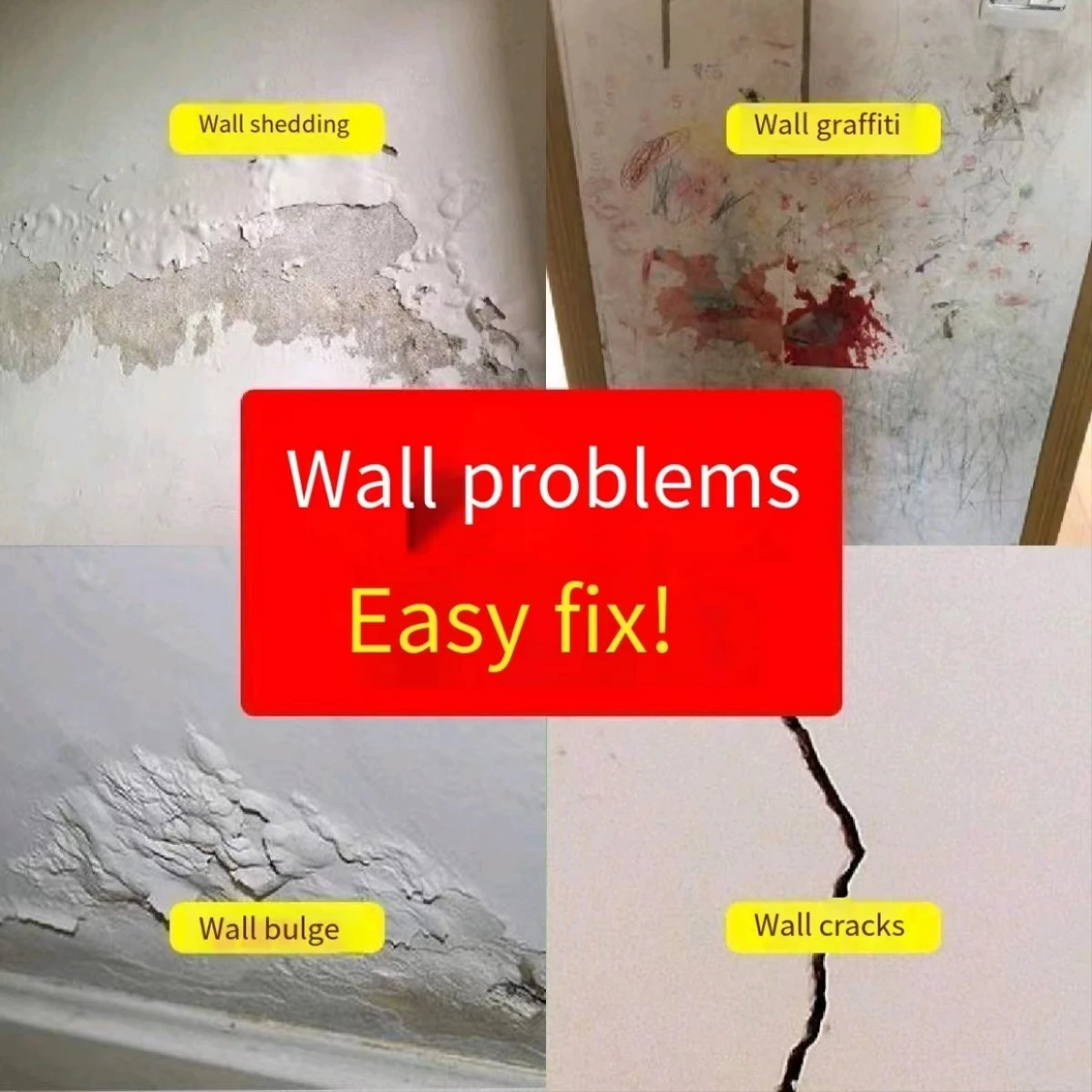Wall repair paste, white waterproof and mildew proof, household moisture-proof interior wall renovation, paint free and odor