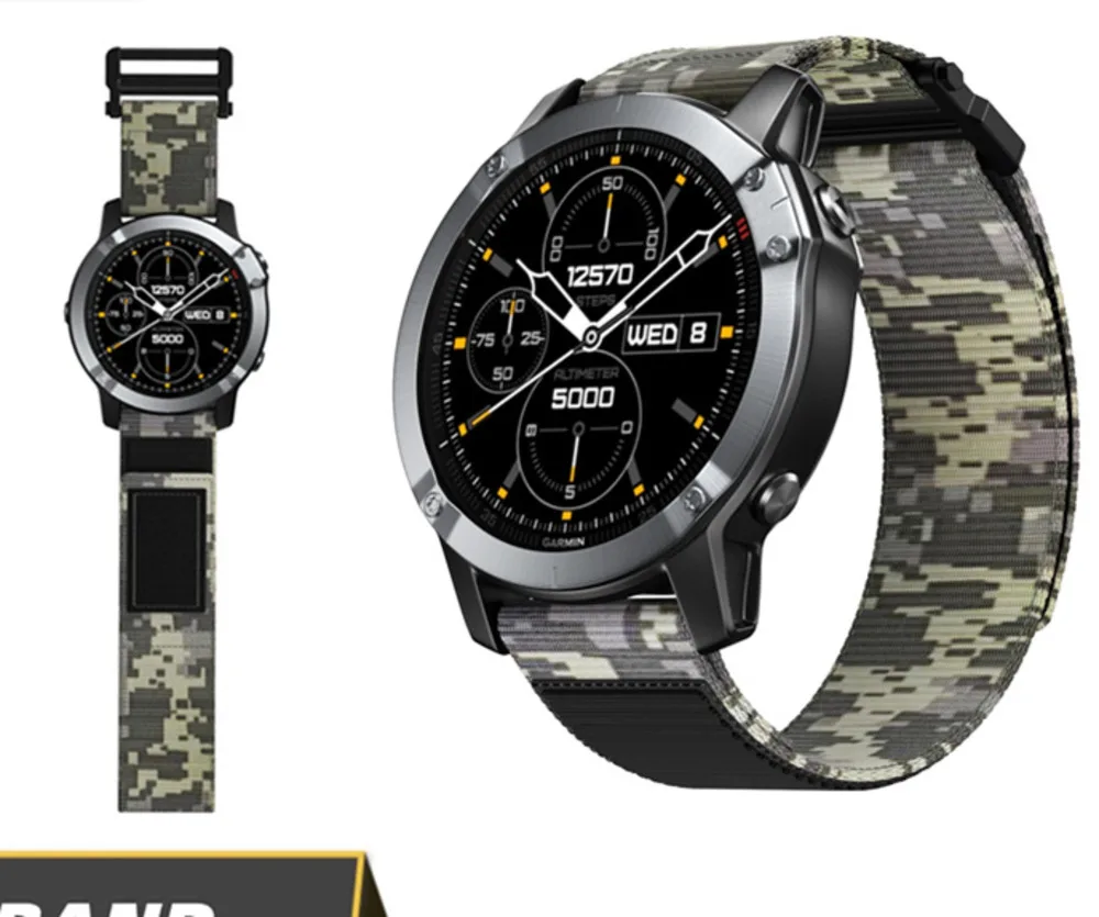 Adatto Per Garmin Fenix3Hr Cinturino Per Orologio In Nylon Intrecciato Tela Fenix6X Instinct 2X Cinturino Da Polso Di Ricambio Solare