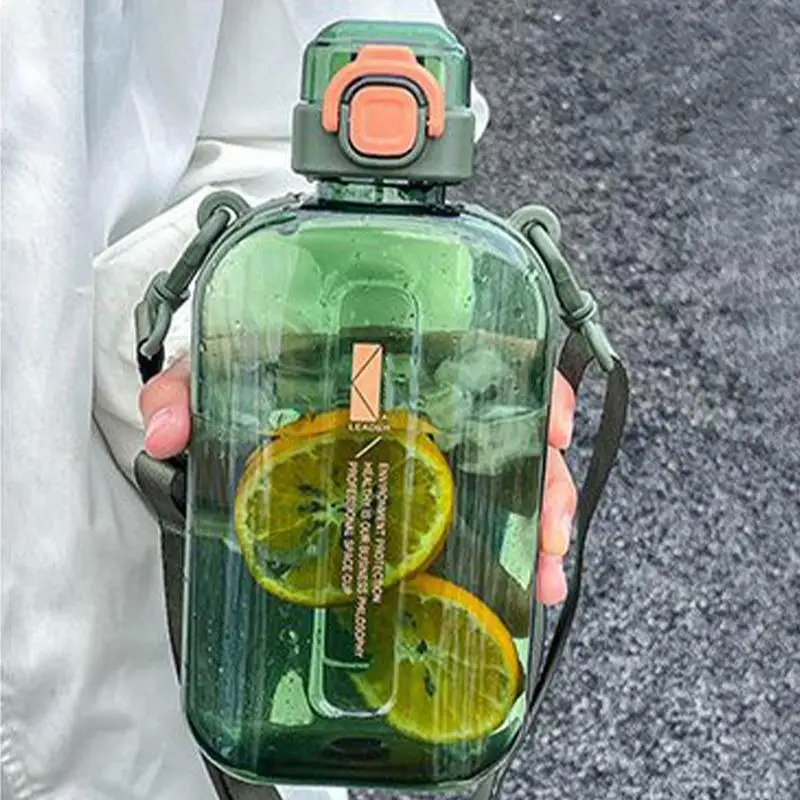 Sports Water Bottle Hangable Fitness Water Kettle With Strap Outdoor Sports Jugs For Camping Transparent Space Bottle For Adults