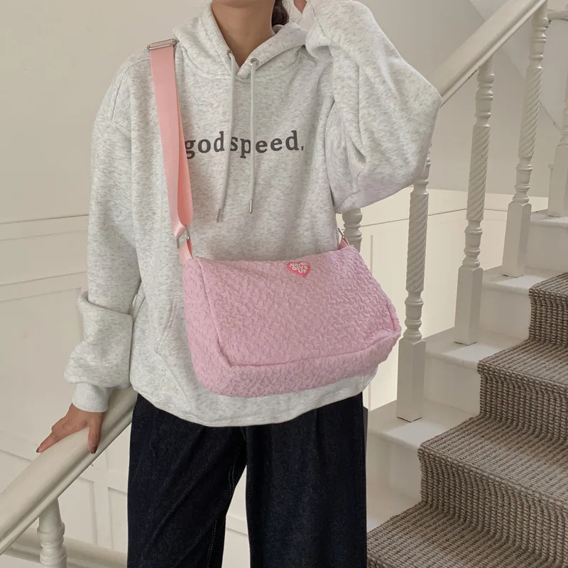 Messenger Bag Simple Fashion Large Capacity Cloud Shoulder Bag Zipper Solid Color Purses and Handbags Street Fashion Sweet Cute