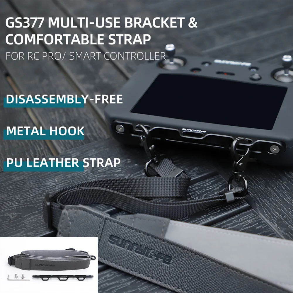 

3 Metal Hook Multi-Use Bracket Comfortable Strap GS377 For RC Pro Smart Control PU Leather Adjustable Strap Drone Accessories