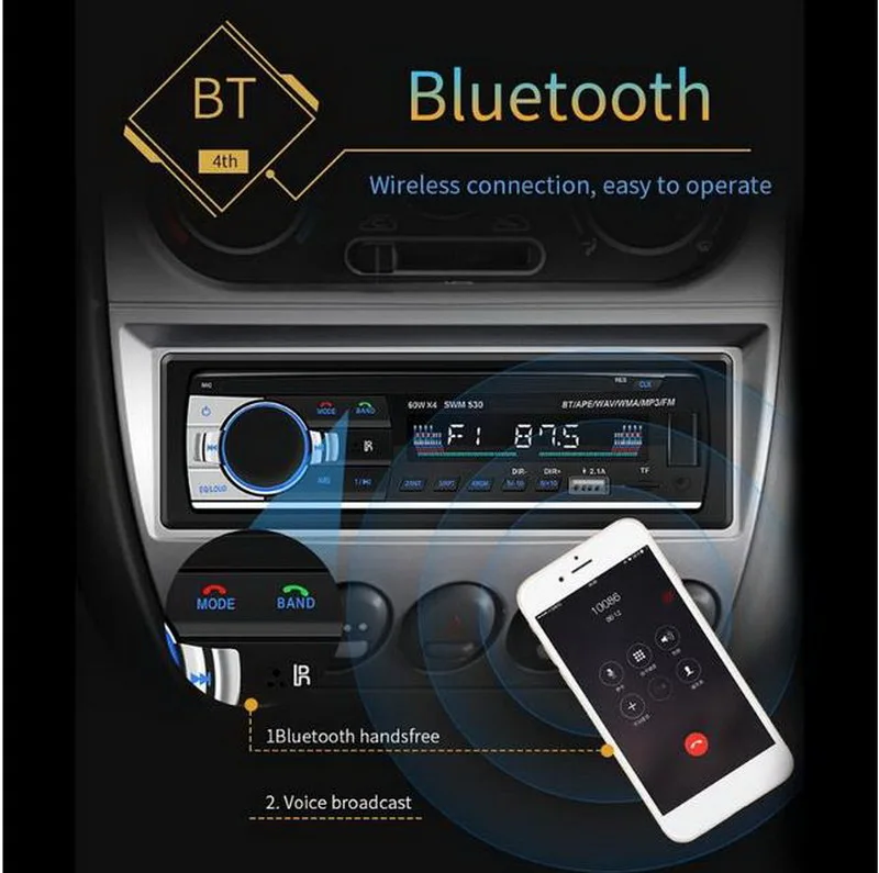 1 DIN Car Radio Car audio FM Bluetooth MP3 Audio Player Bluetooth cellphone Handfree USB/SD Car Stereo Radio In Dash Aux Input car audio installation near me