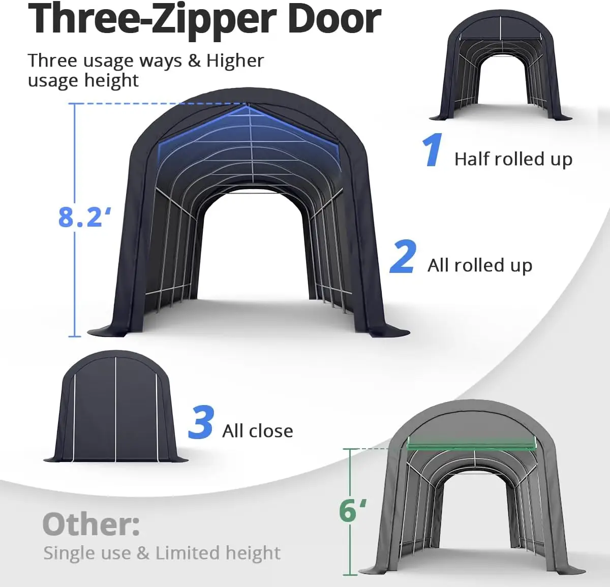 12' x 20' Oval Pipe Heavy Duty Carport for SUV Full-Size Truck and Boat Round Style Anti-Snow Car Canopy Outdoor Boat Shelter