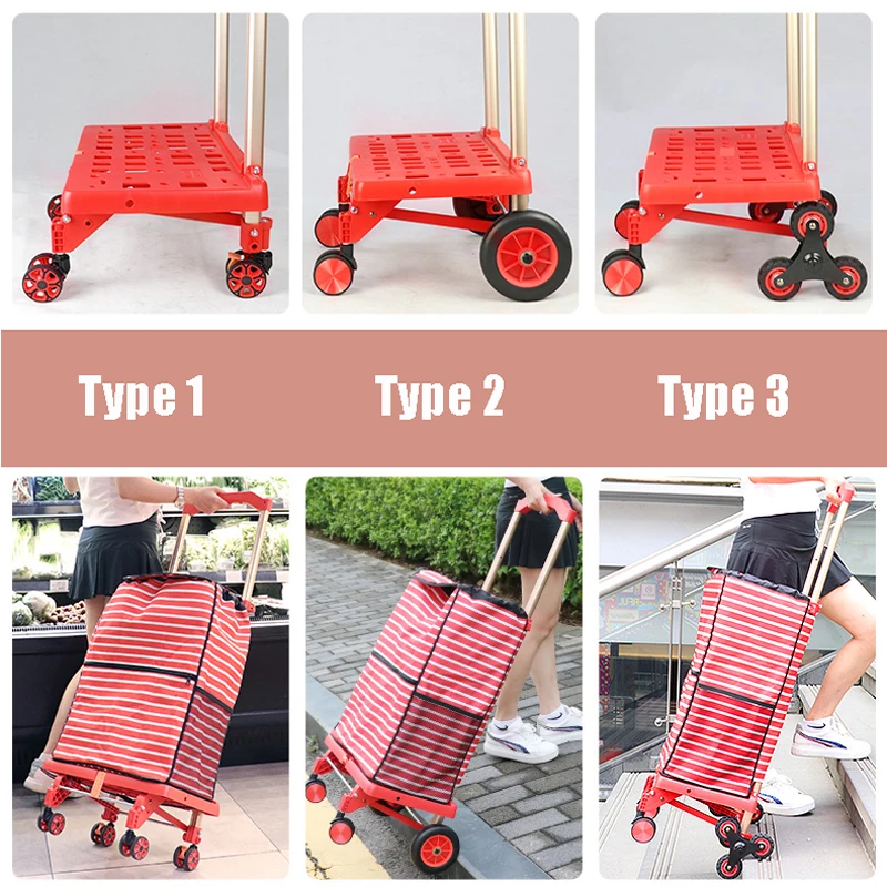 Foldable 50L Shopping Cart, Portable Utility Lightweight Grocery Trolley with 4 Rotate Wheels & Telescoping Handle