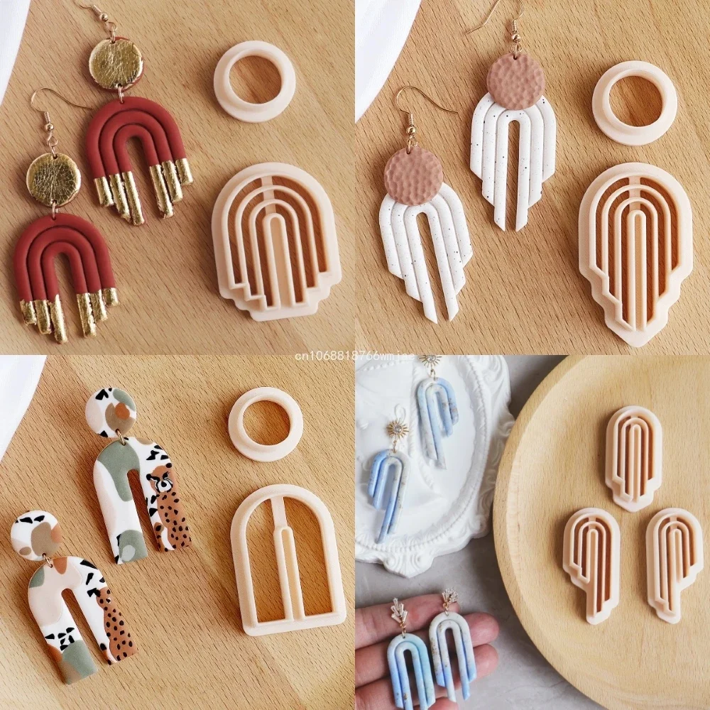 Polymer Clay Cutters Arch Geometric Shape Oval Line Dangle Clay Earrings Molds DIY Jewelry Pendant Making Tools