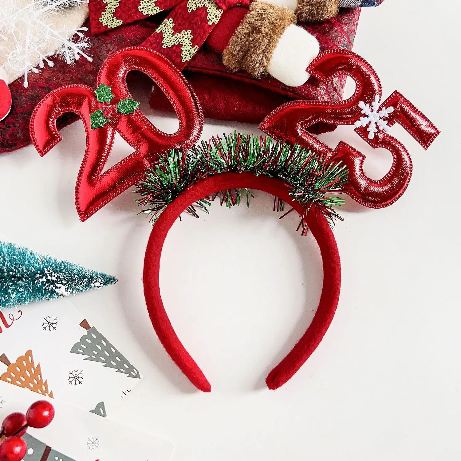 Christmas Headdress Happy New Year Headband Glitter Sequins New Year Hair Hoop Xmas Party Decoration Noel Photo Prop Gifts