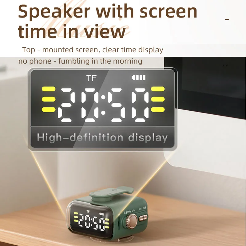 Mini Magnetic Backclip Bluetooth Speaker Time Display Hifi Sound Music Box Wireless Night Light MP3 Music Player Handsfree Call