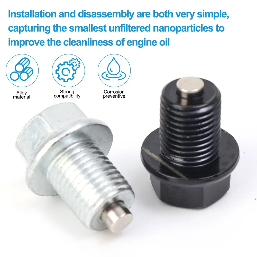 Magnetic Extended Oil Drain Screw Car Engine Parts M14*1.5 Threads Carbon Steel Oil Pan Plug for Modern Kia Volkswagen Honda