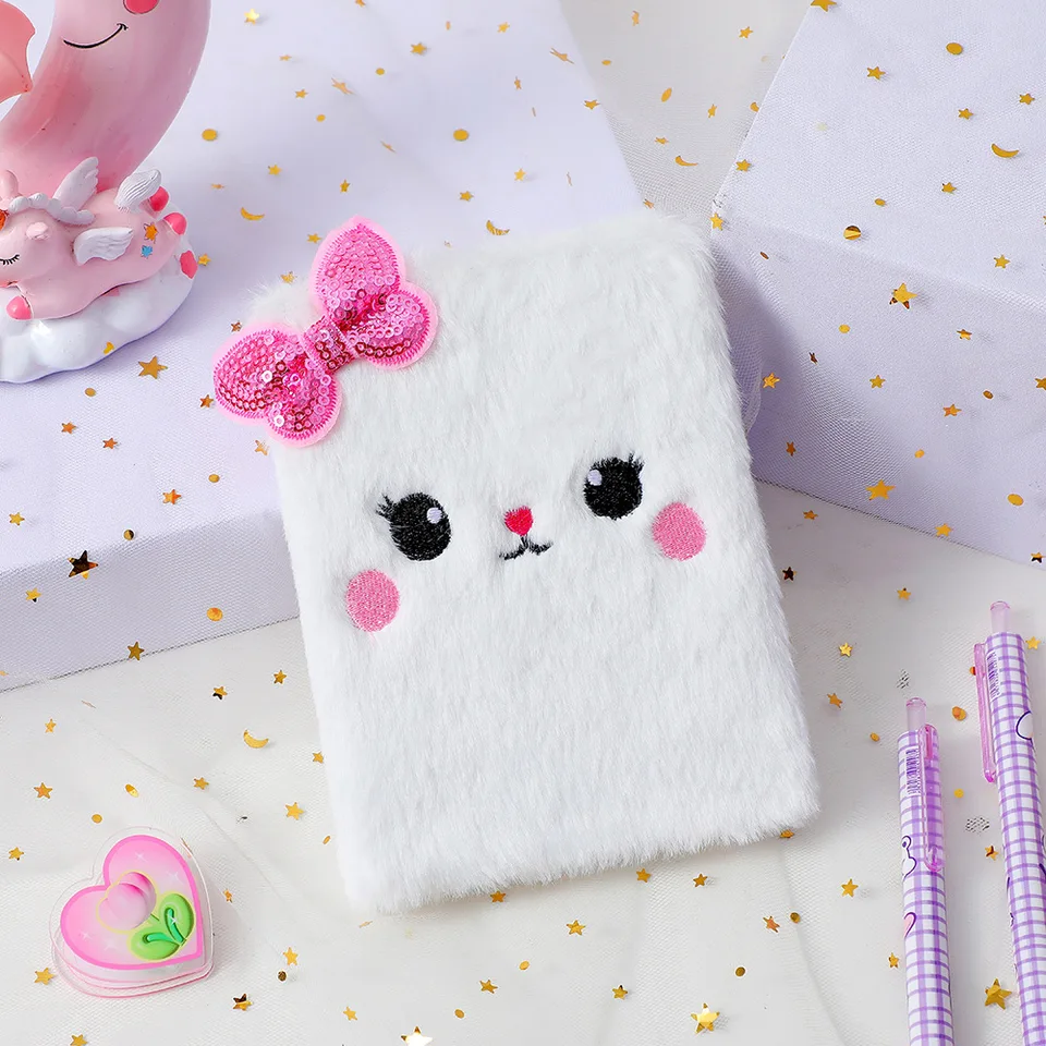 Cute Cartoon Notebook, Plush Diary Novelty Journals Learning Study Notes Fun Creative Writing Drawing Pads Kawaii School Supplies Gifts For Girls Boys Kids And Teacher 160 Pages (Tie Dyed Cat - View #9