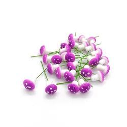 Set of 50 Miniature Colorful Mushroom Garden Ornaments - DIY Craft Resin Decorations for Potted Plants and Moss Arrangements (Purple)