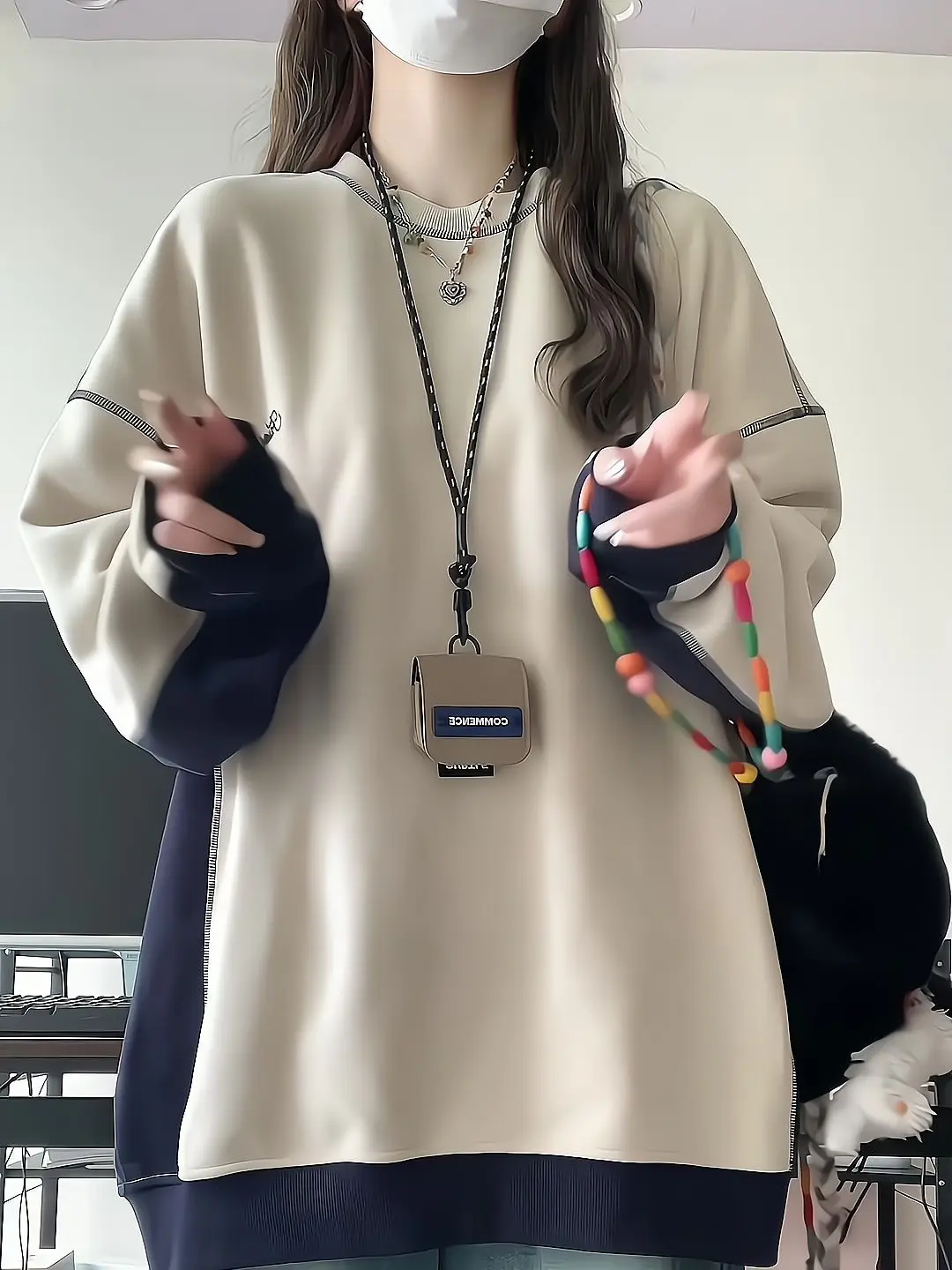 Korean Pullover Preppy StyleHigh Street Solid Hoodie Basic Streetwear Baggy Sweatshirts Aesthetic Mori Fashion Autumn Winter