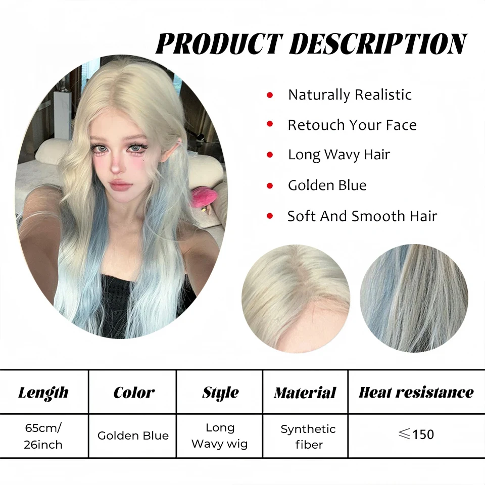 Synthetic Blonde Wig for Women and Girls Long Wavy Heat Resistant