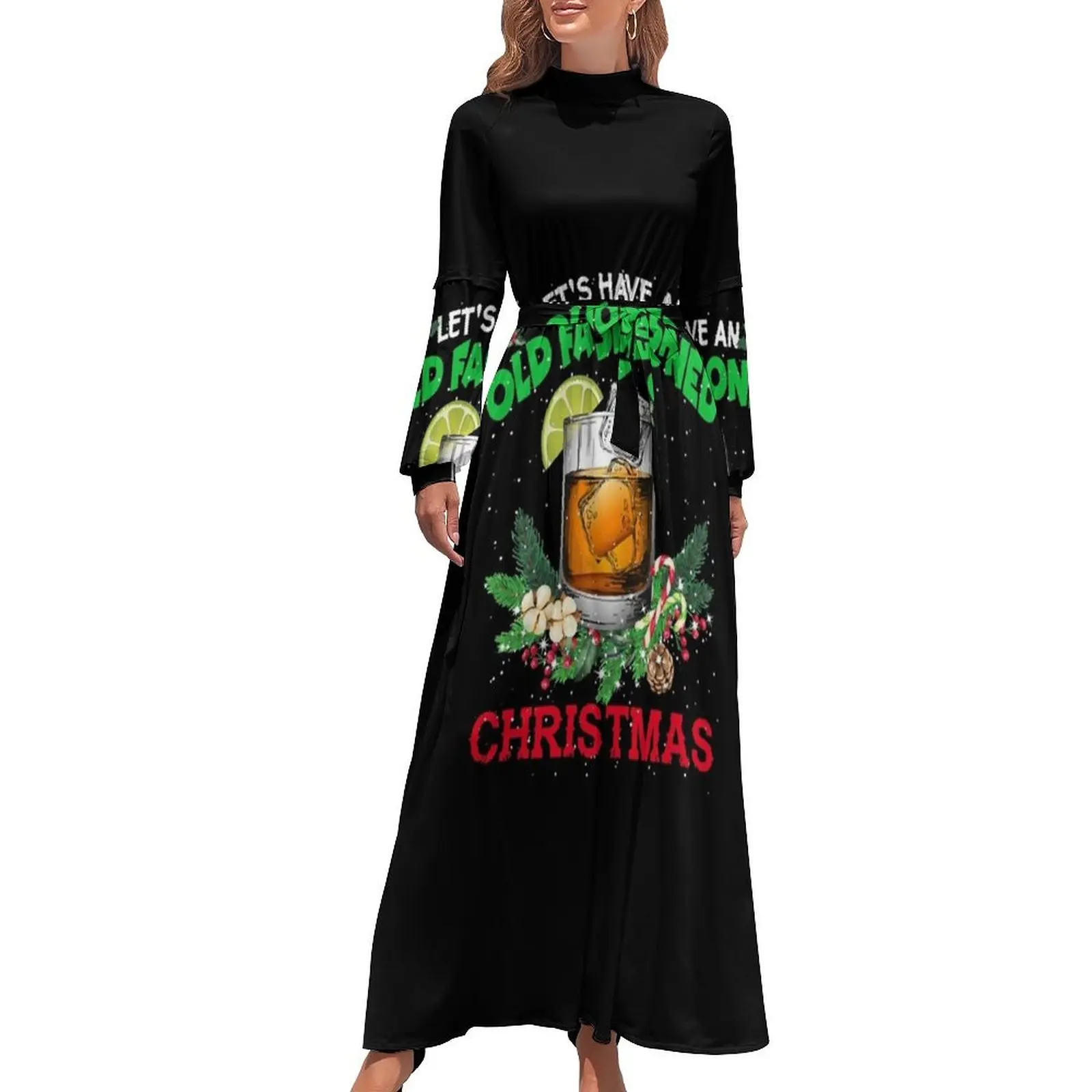 thumbnail image 1 of Vestido largo de verano con cóctel de whisky bourbon y vino de Old Fashid, divertido, ropa de mujer, 1 of 5