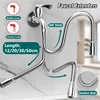 12-50cm Universal Faucet Extender Stainless Steel 360° Rotation Kitchen Sink Anti-Splash Nozzle Aerator Extension Hose 1/2 Modes 1