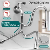 12-50cm Universal Faucet Extender Stainless Steel 360° Rotation Kitchen Sink Anti-Splash Nozzle Aerator Extension Hose 1/2 Modes 1