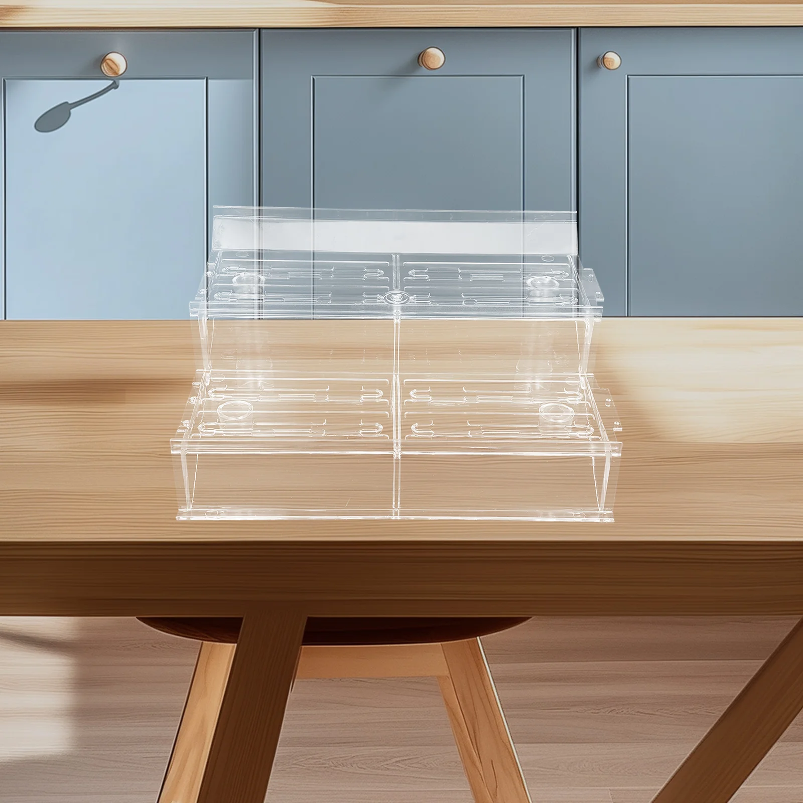 Clear Plastic 2 Tier Display Stand For Fruits And Vegetables For Supermarket Cold Cabinets Transparent Step Design Showcasin
