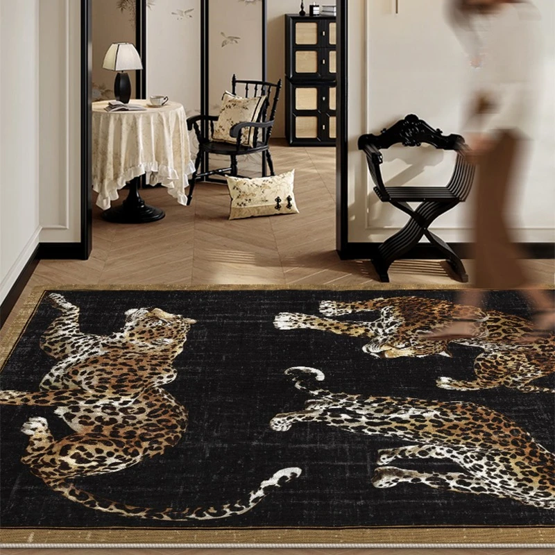 Tigers Living Room Carpet Black Retro Print Bedroom Rug Large Area Home Decoration High-end Sofa Coffee Table Floor Mat Ковер 러그