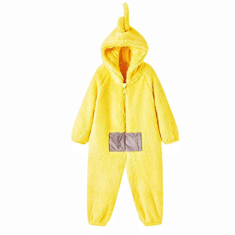 Laa-Laa Po Dipsy Tinky Winky Adult Cartoon Onesies Pajamas Thick Coral Velvet Loungewear Families Home Wear One-piece Jumpsuit