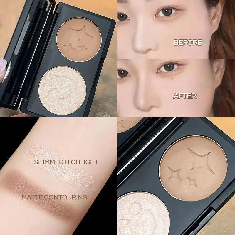 Contour Palette GECOMO Two Colors Contour Palette Concealing Highlighting & Contouring Makeup Palette All Skin