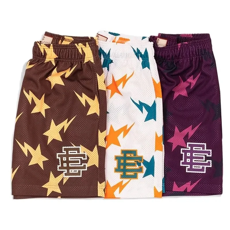 EE-pantalones cortos deportivos para hombre, Shorts informales de malla transpirable, holgados, estilo Hip Hop, moda de baloncesto