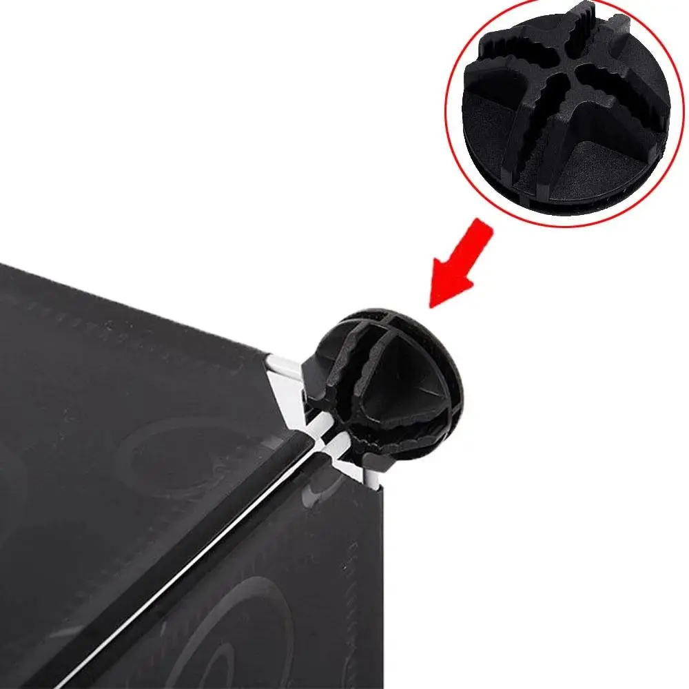 Wire Cube Connectors Plastic Cross Fixing Clip Storage Shelving Modular Organizer Cabinet Closet Clasp Cage Buckles Black 8Pcs