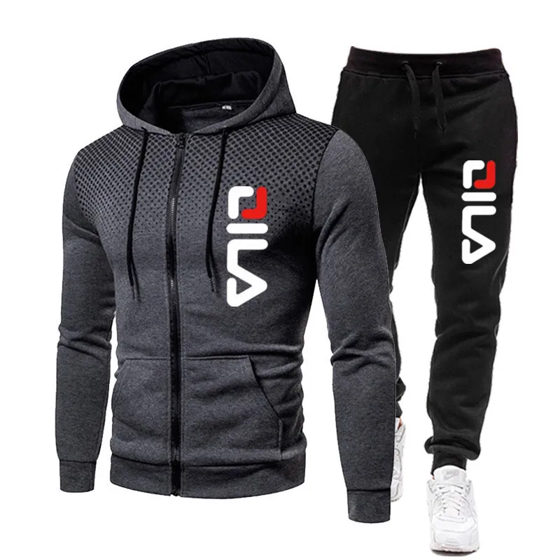 2023 New Brand Men's Sportswear Two Piece Set Warm Jackets and Pants Tracksuit Zipper Coats Outdoor Hoodies Sports Suits Jogging mens summer clothes letter k pattern sports jogging t shirt 3d printed o shaped round neck fashion casual outfit tracksuit set