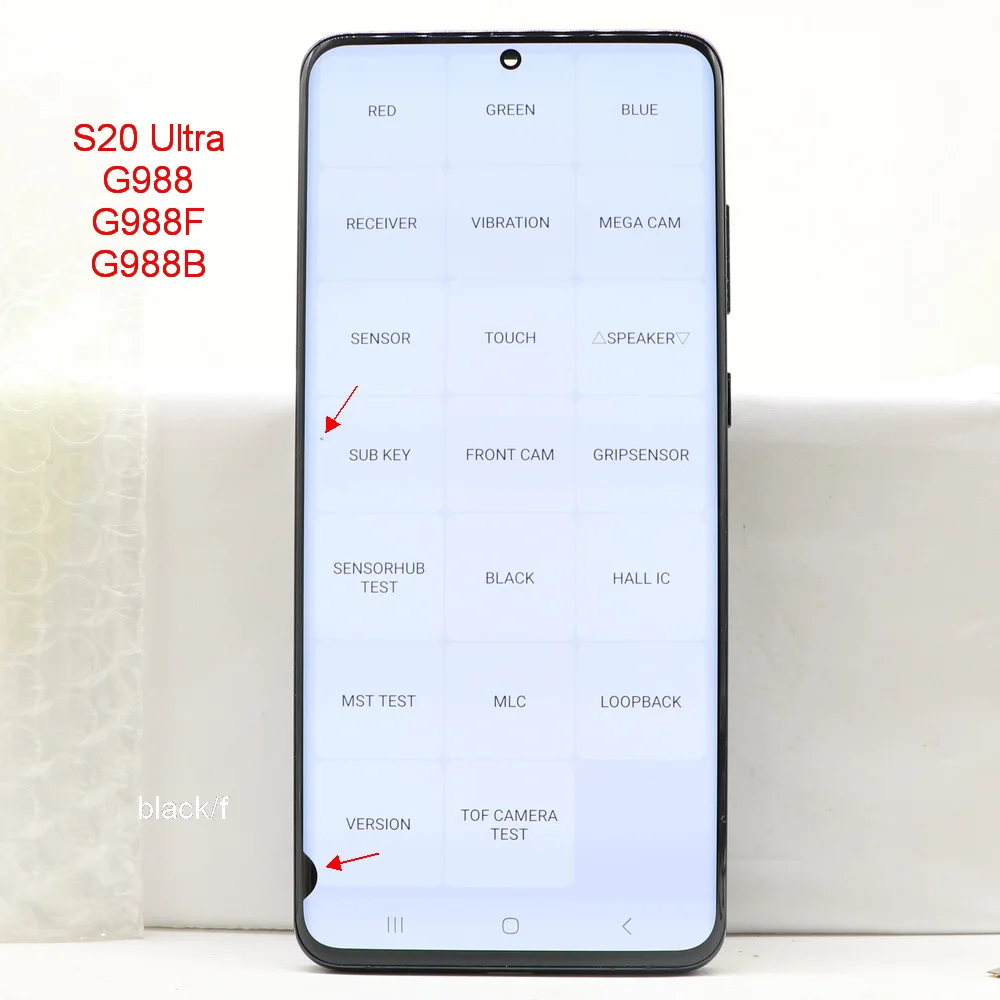 

With defects For Samsung Galaxy S20 Ultra G988 G988F G988B/DS Display Touch Screen Digitizer Assembly Replacement 100% testing