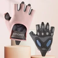 1 Pair Women Gym Gloves Weightlifting Fitness Training Non Slip Palm Protector Breathable Fingerless Bike Bicycle Cycling Gloves 2