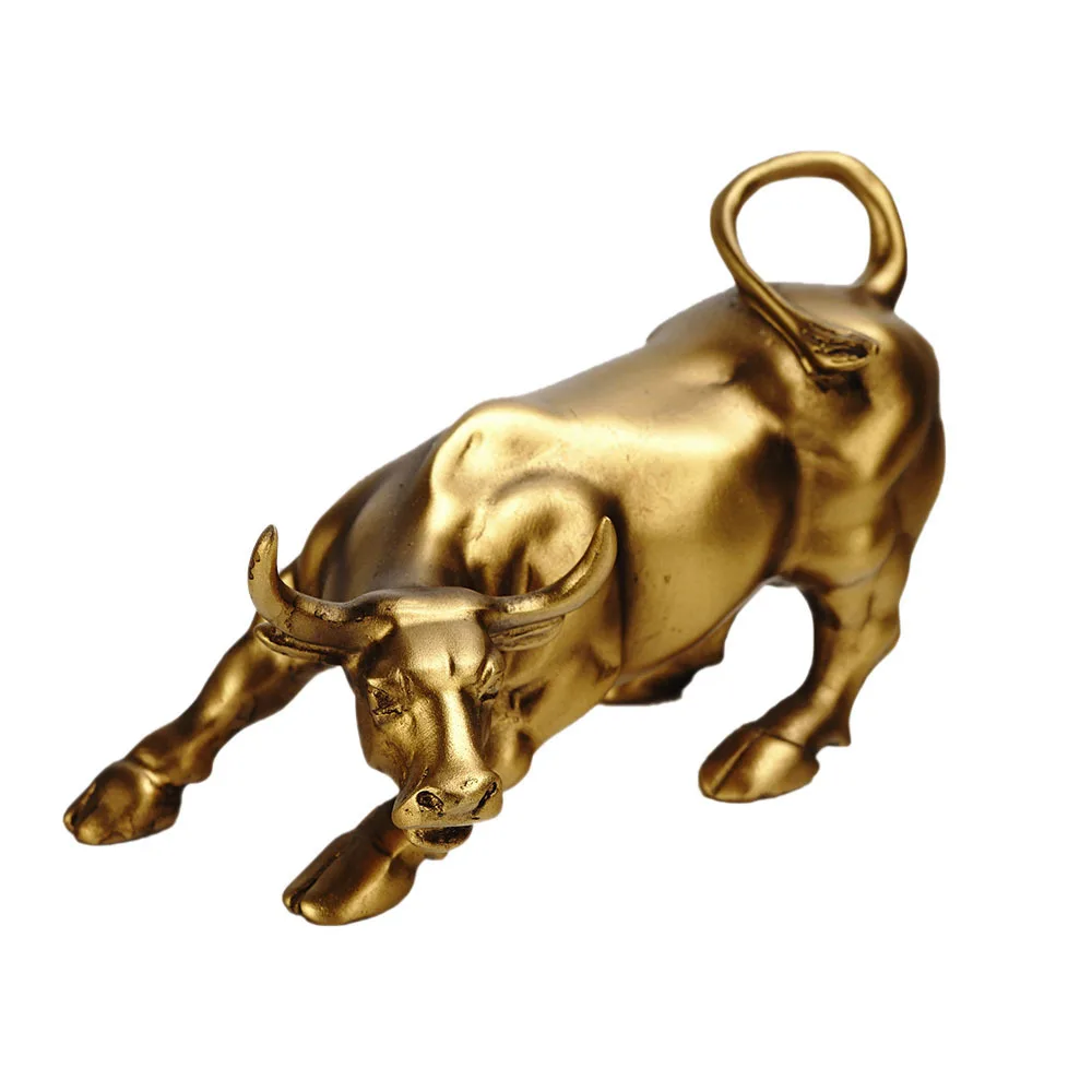 

Resin Wall Street Bull OX Statue Deco Animal Figurines Office Desk Decor Room Interior Home Decoration Adornos Accessories