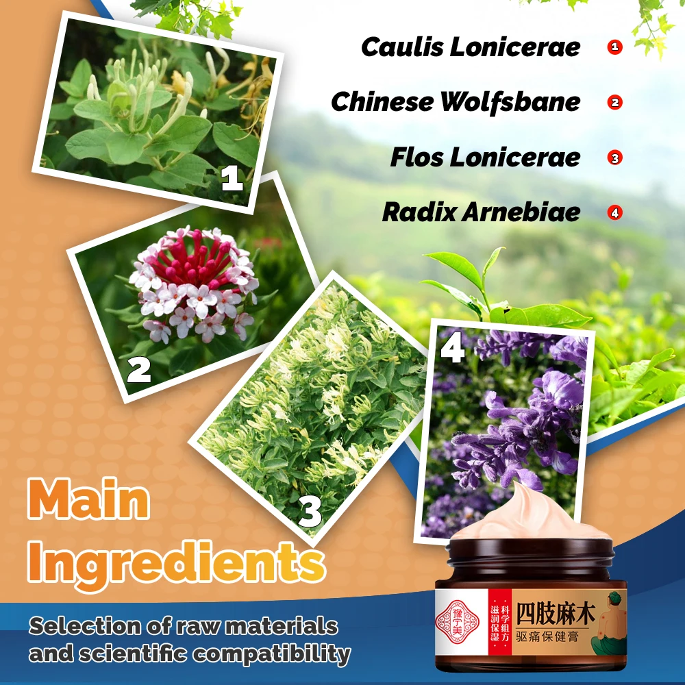Hands Foot Neuropathy Nerve Pain Relief Cream Thigh Soreness Herbal Medical Plaster Joint Muscle Cramps Painkiller Ointment 30g